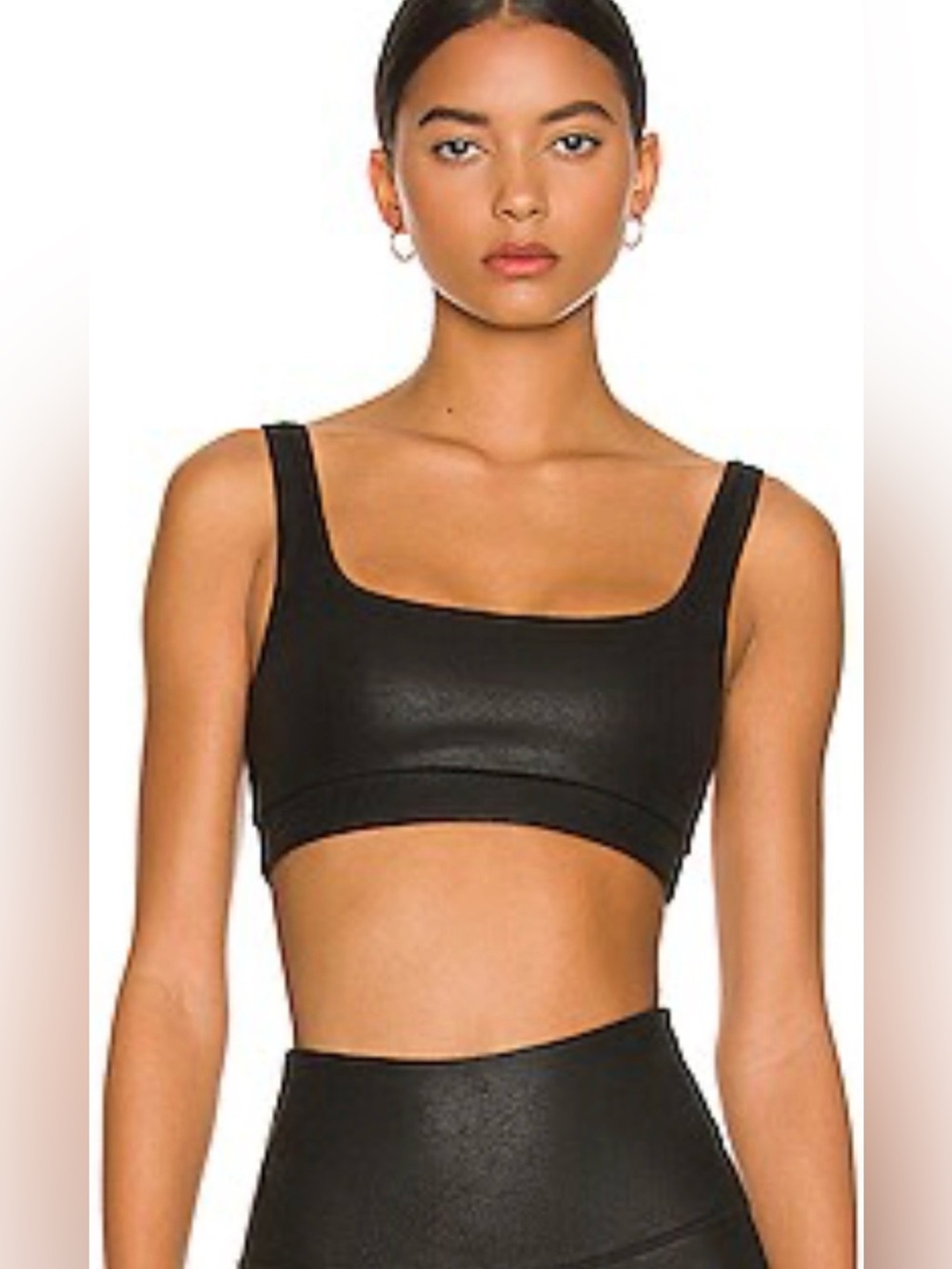Strut-This Jolie Faux Leather Sports Bra Black Small